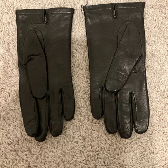 j.crew Leather gloves with Black Watch. size: L. color: black WATCH. item # F879 - Picture 2 of 7
